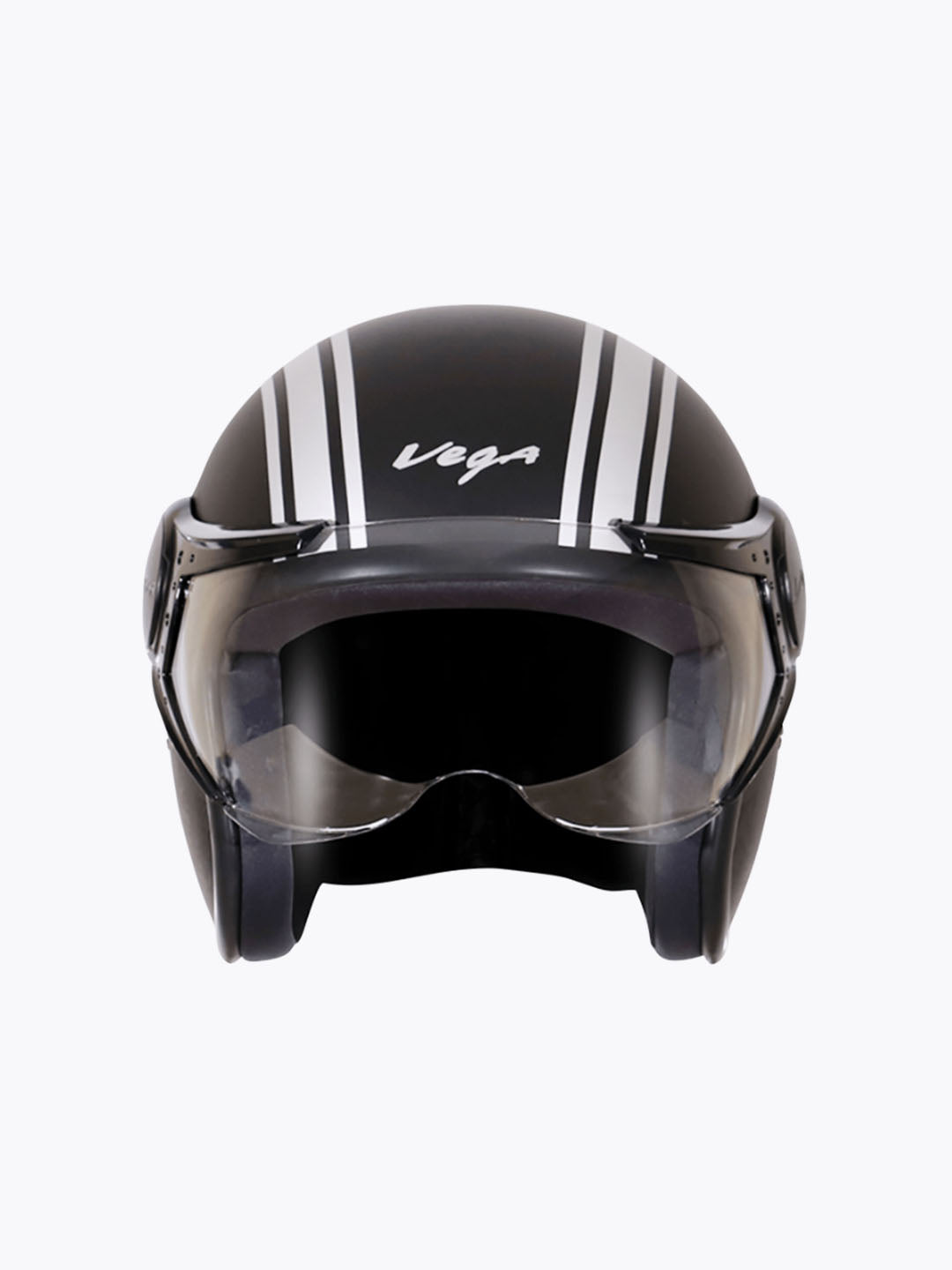 Vega Jet DX Old School With Visor Dull Black Silver
