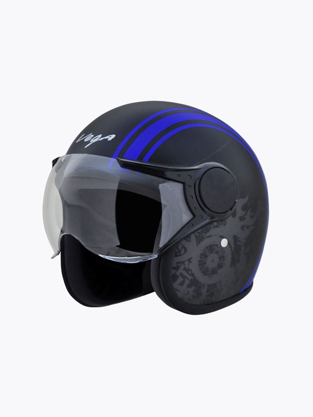 VEGA Jet Old School With Visor Black Matte Blue