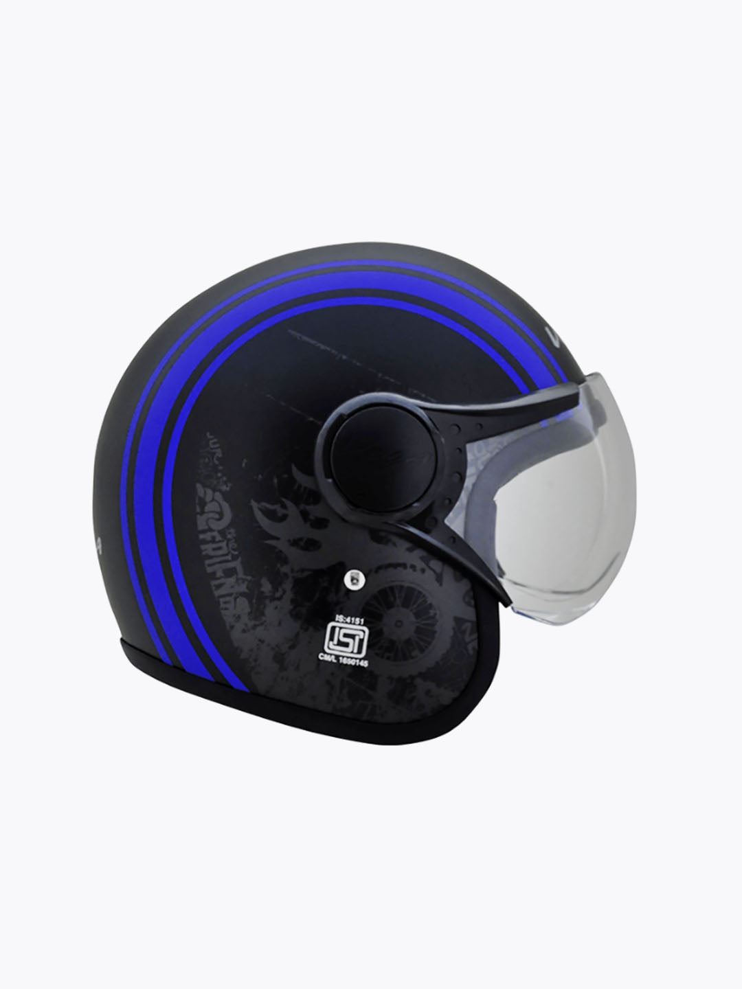 VEGA Jet Old School With Visor Black Matte Blue