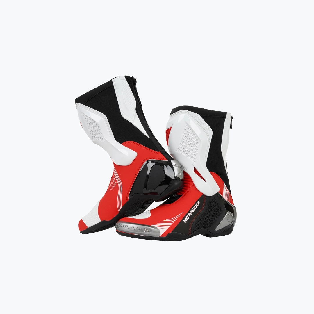MOTOWOLF B01 RACING MOTORCYCLE RIDING BOOT WHITE RED 43