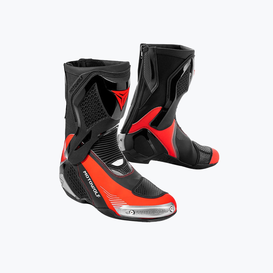 MOTOWOLF B01 RACING MOTORCYCLE RIDING BOOT BLACK RED