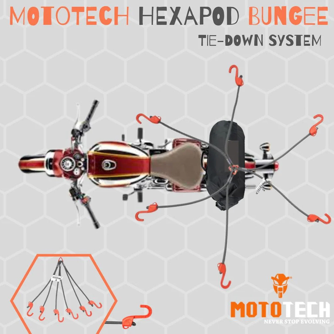 MOTOTECH HEXAPOD BUNGEE TIE DOWN SYSTEM 32/ 80 CM GREY ORANGE
