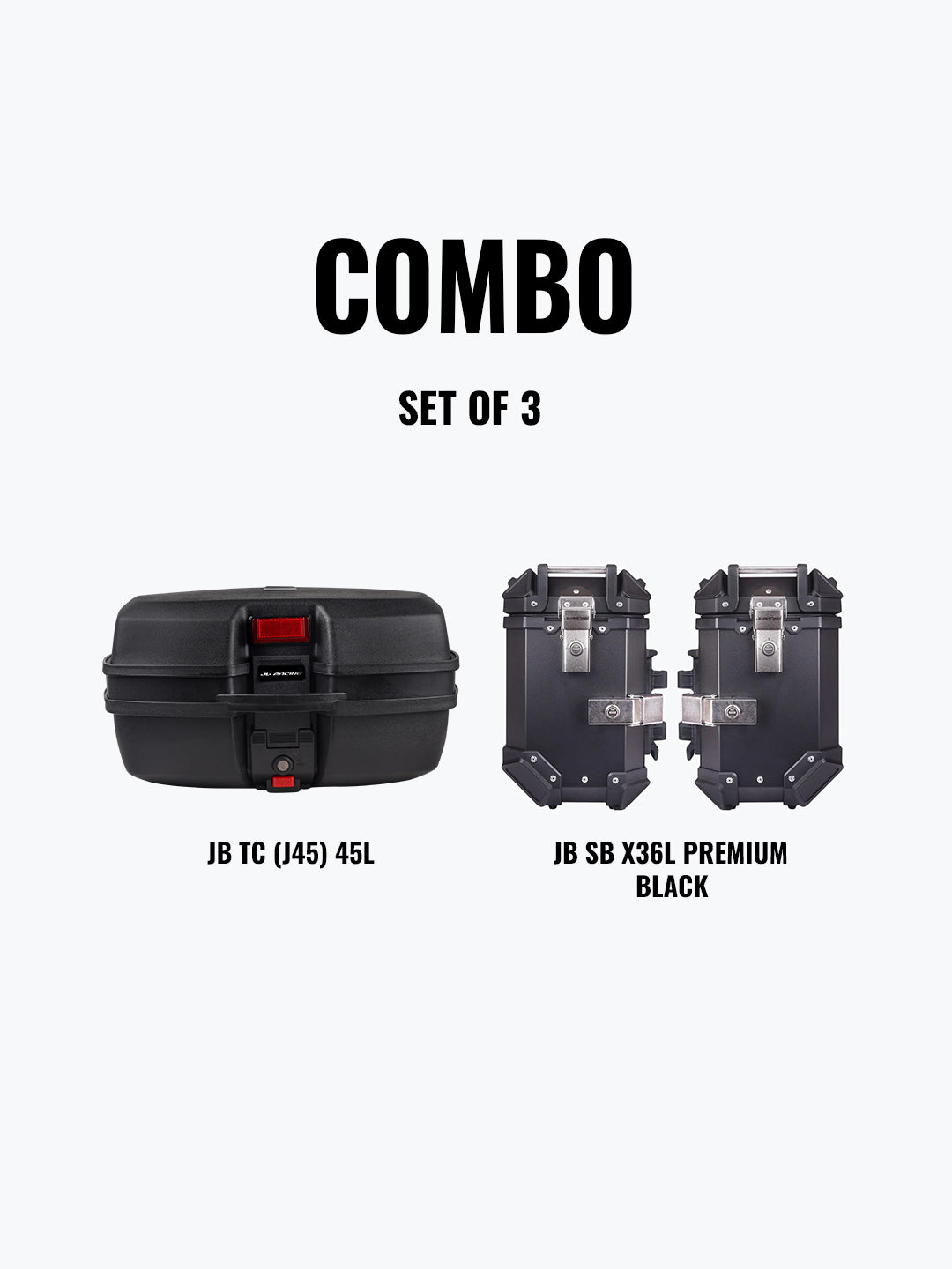 JB Racing Set Of 3 Combo Of JB TC (J45) 45L Black + JB SB X36L Premium Black