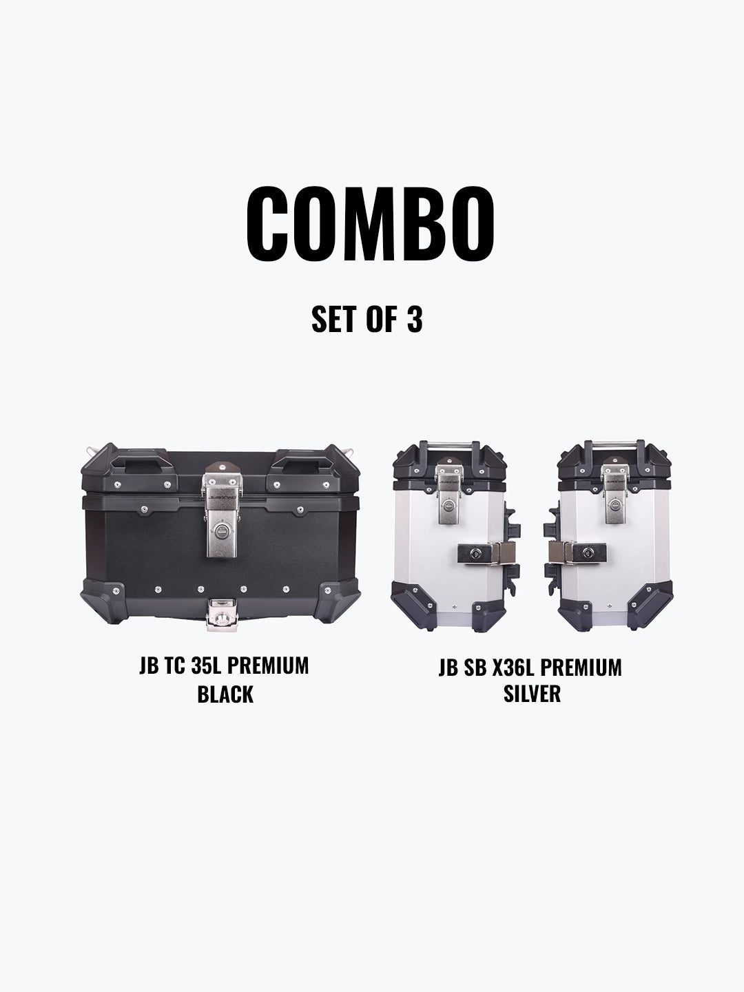 JB Racing Set Of 3 Combo Of JB TC 35L Premium Black + JB SB X36L Premium Silver