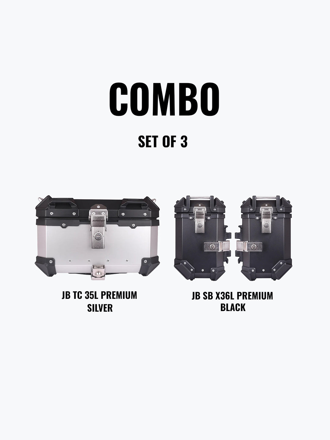 JB Racing Set Of 3 Combo Of JB TC 35L Premium Silver + JB SB X36L Premium Black