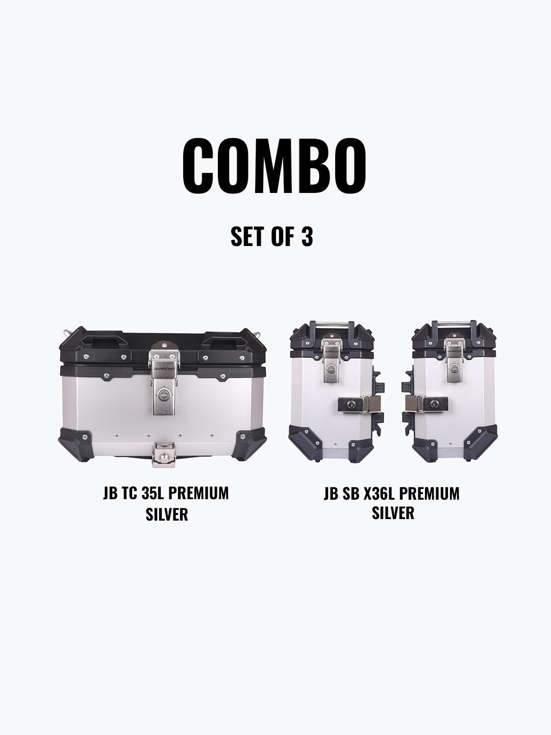 JB Racing Set Of 3 Combo Of JB TC 35L Premium Silver + JB SB X36L Premium Silver