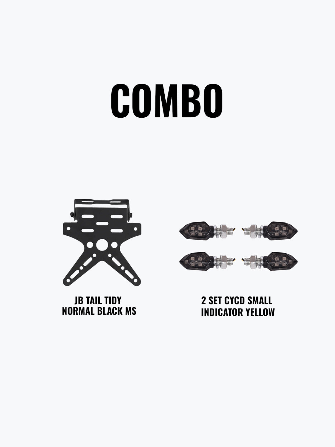 JB Tail Tidy Normal Black Mild Steel + 2 Set CYCD Small Indicator Yellow