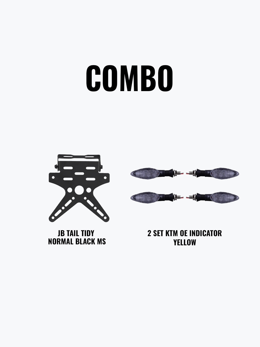 JB Tail Tidy Normal Black Mild Steel + 2 Set KTM OE Indicator Yellow