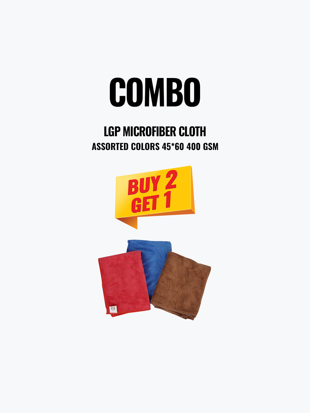 LGP Microfiber Assorted Colours Cloth 400 GSM Buy 2 Get 1 Combo
