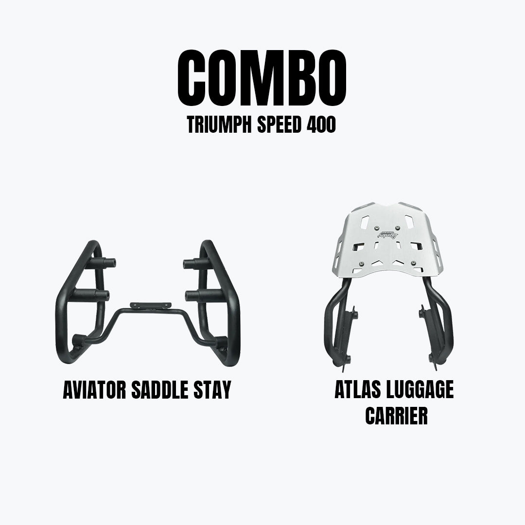 Legundary Triumph Speed 400 Aviator Saddle Stay & Atlas Carrier Combo