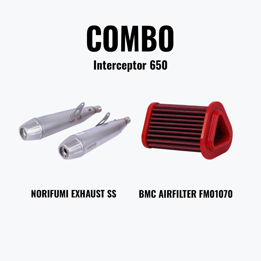 NORIFUMI Slipon GTX Interceptor 650 + BMC Air Filter RE Interceptor FM01070