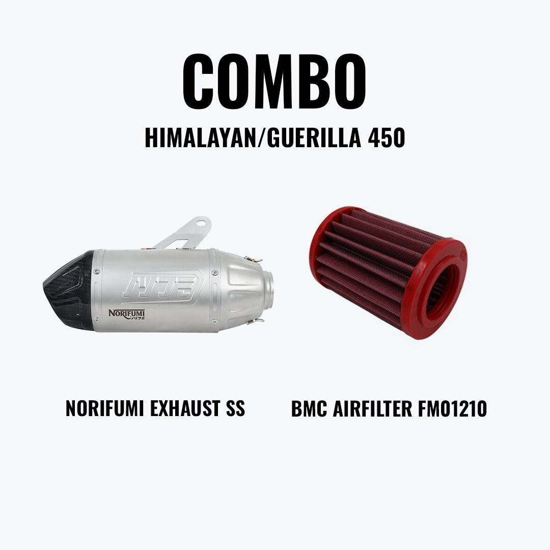 NORIFUMI Slipon Whoops SS Carbon Himalayan 450 Short + BMC Air Filter FM01210