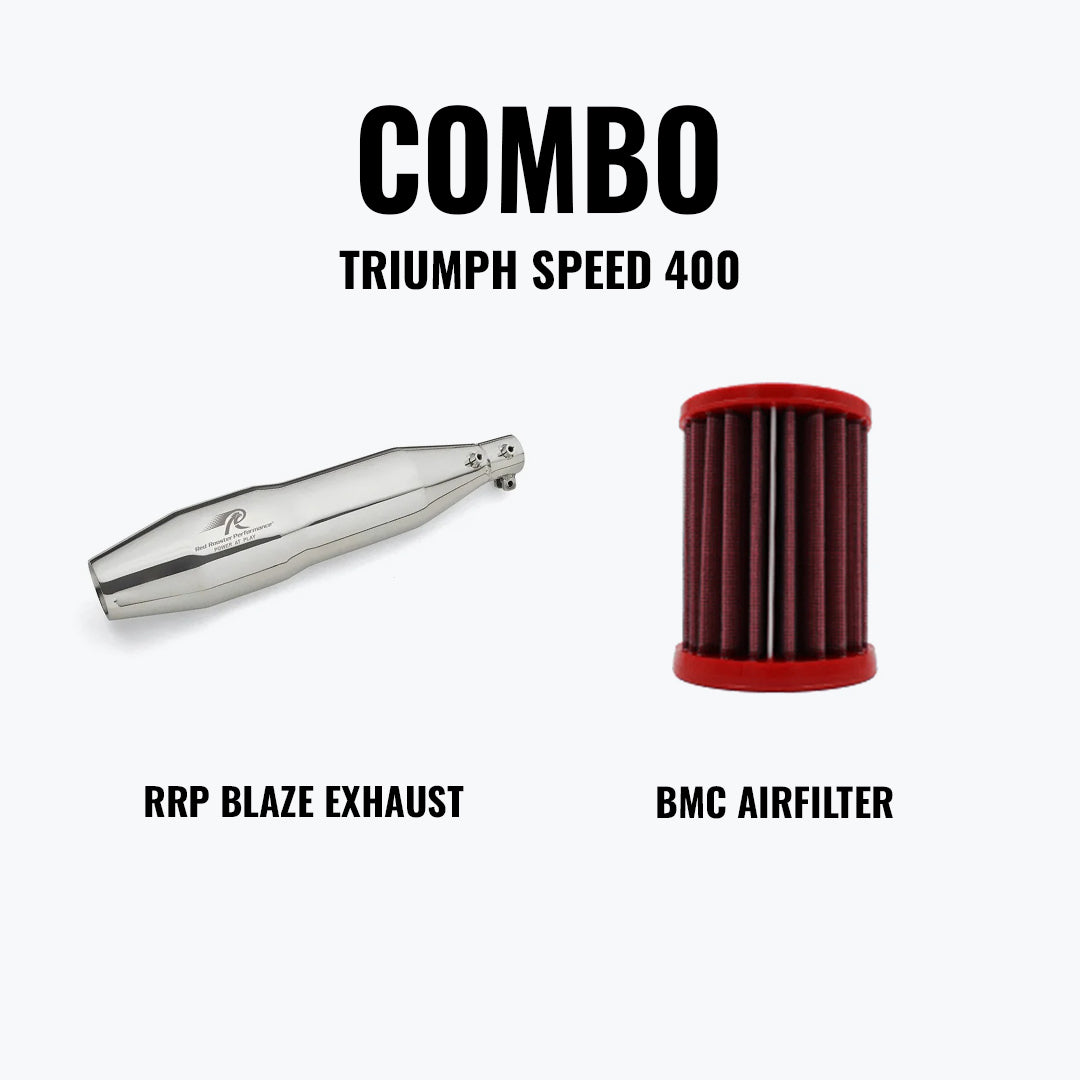 Red Rooster Performance BLAZE FOR TRIUMPH SPEED 400, SPEED T4 & SCRAMBLER 400X POLISH + BMC AIRFILTER