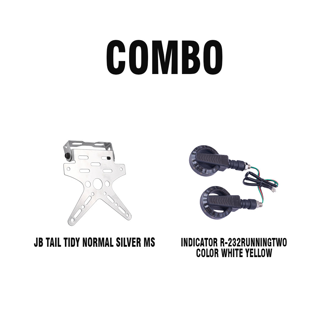 JB TAIL TIDY NORMAL SILVER MS + INDICATOR R-232 RUNNING TWO COLOR WHITE YELLOW
