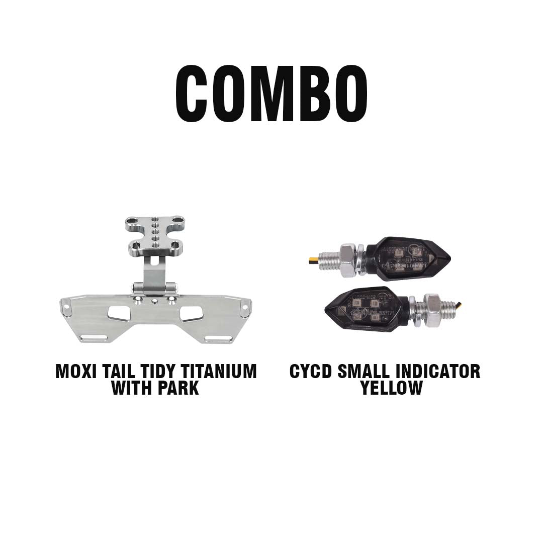 MOXI TAIL TIDY TITANIUM WITH PARK + CYCD SMALL INDICATOR YELLOW