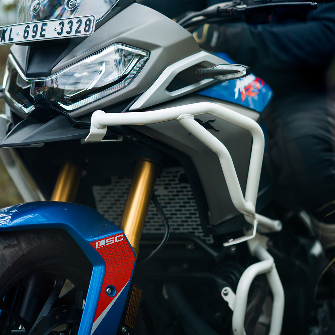 Legundary TVS APACHE RTX 300 RAPTOR CRASH GUARD UPPER & LOWER SET WHITE