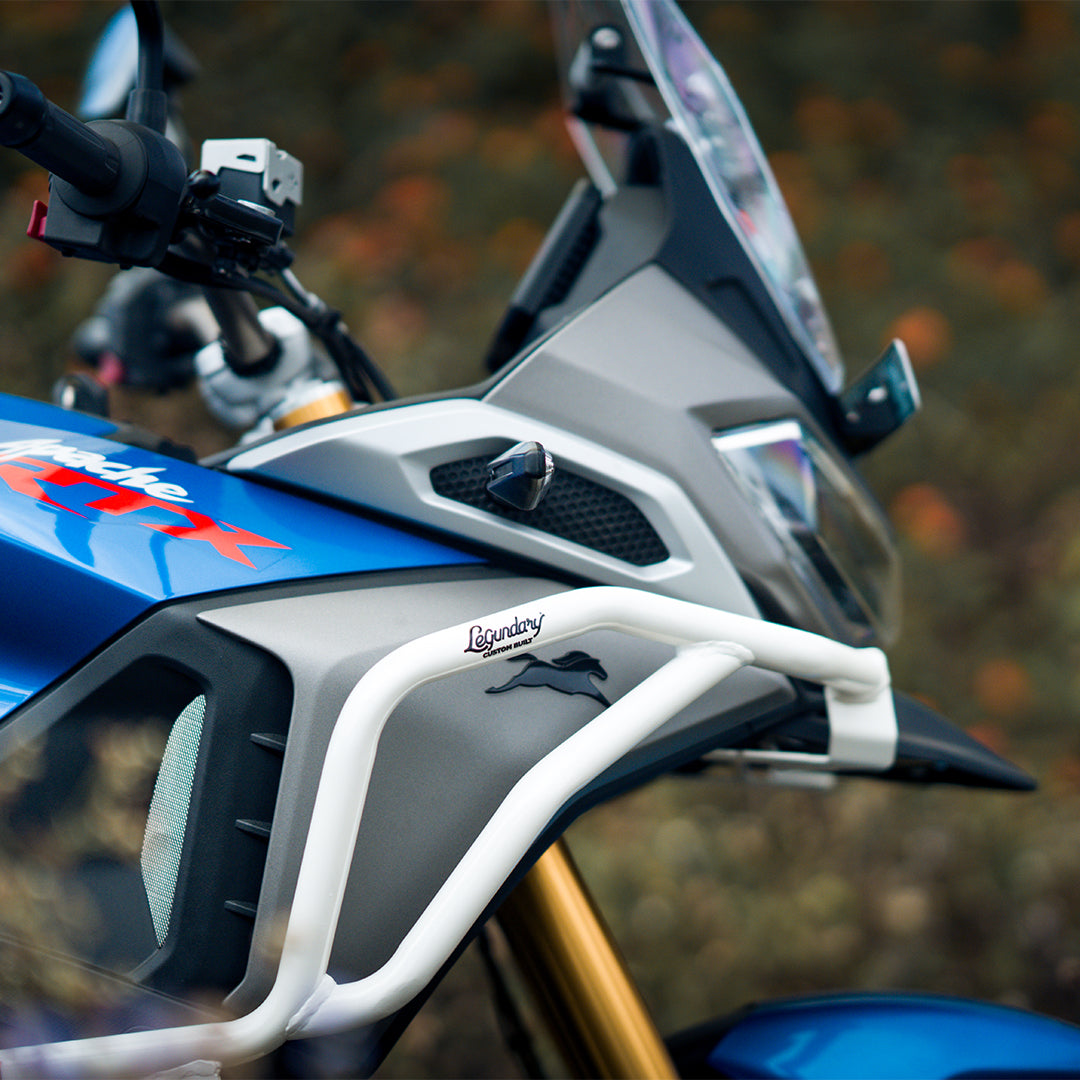 Legundary TVS APACHE RTX 300 RAPTOR CRASH GUARD UPPER & LOWER SET WHITE