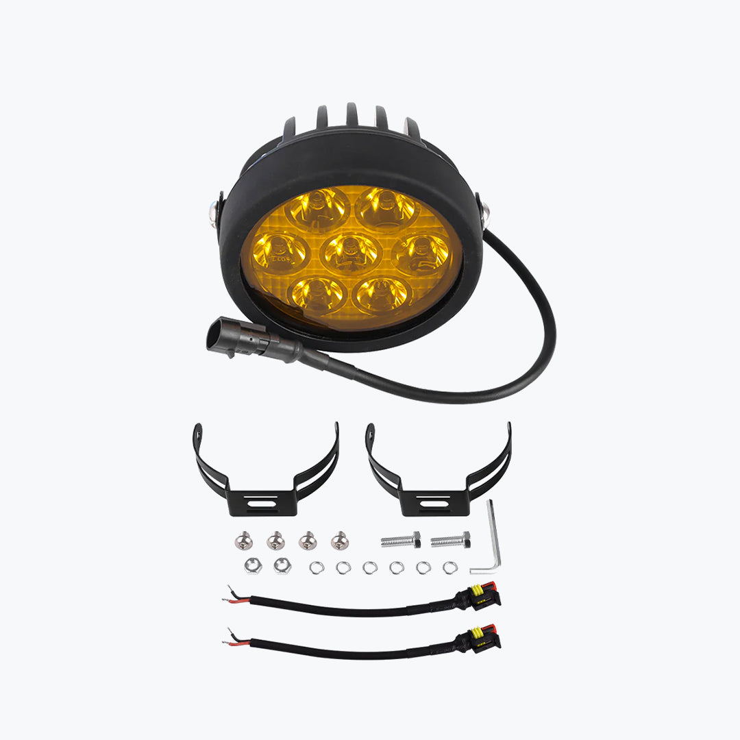 HJG 7 LED ROUND FOGLIGHT WITH YELLOW CAP 70W