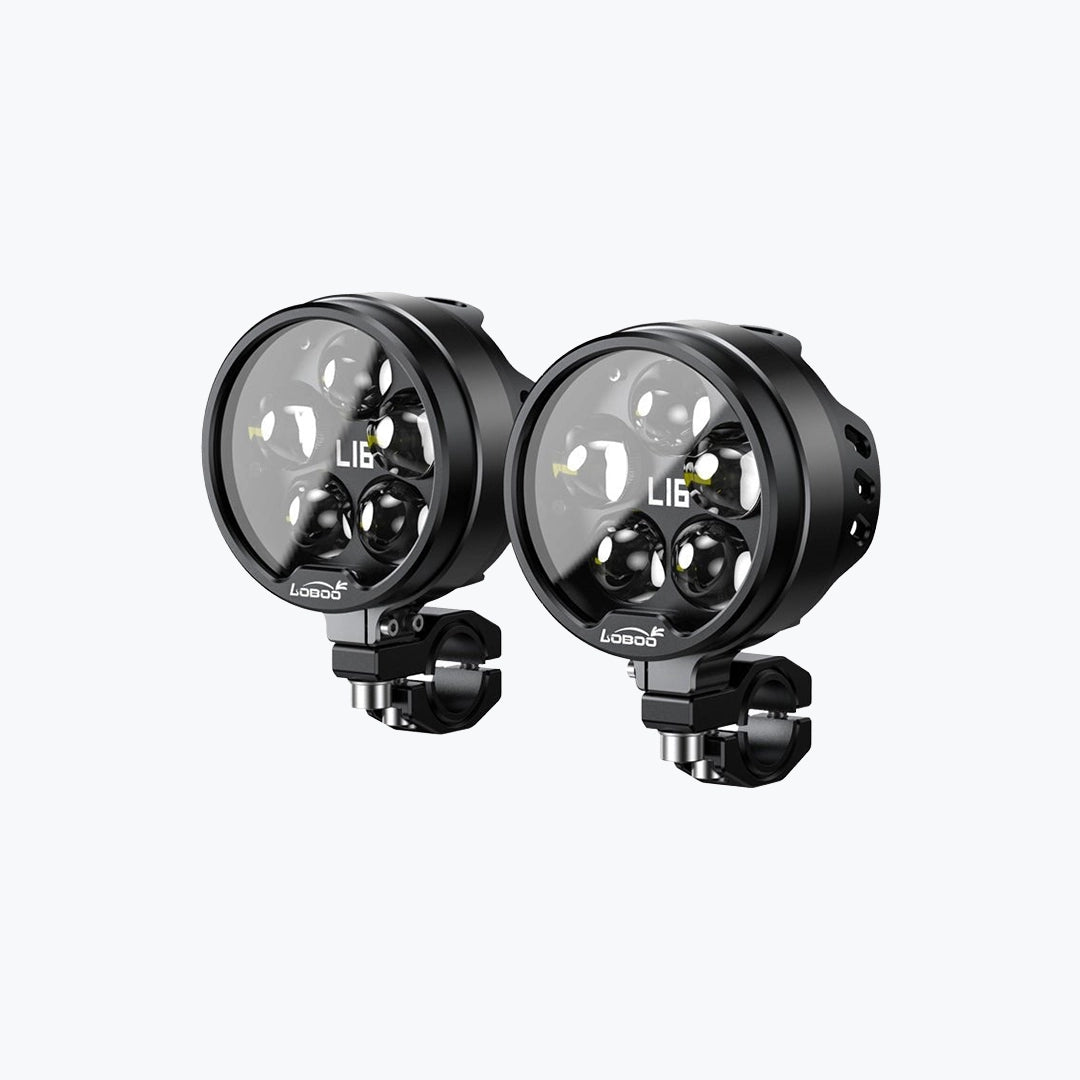 LOBOO L16 High & Low Beam Motorcycle Auxiliary Light | 19,000 Lumens | IP68 Waterproof | Pair