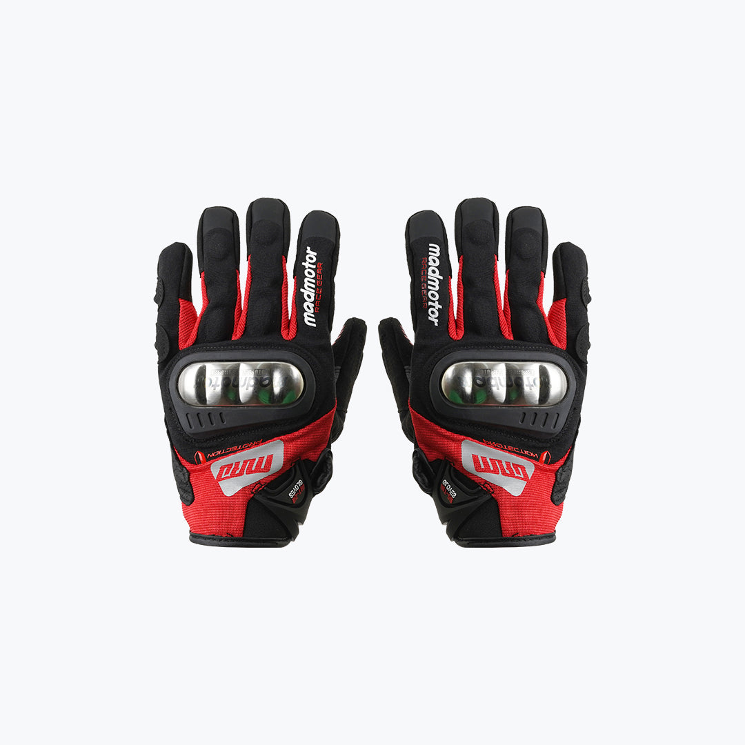 MADMOTOR STAINLESS STEEL SERIES MT-28 GLOVES BLACK RED