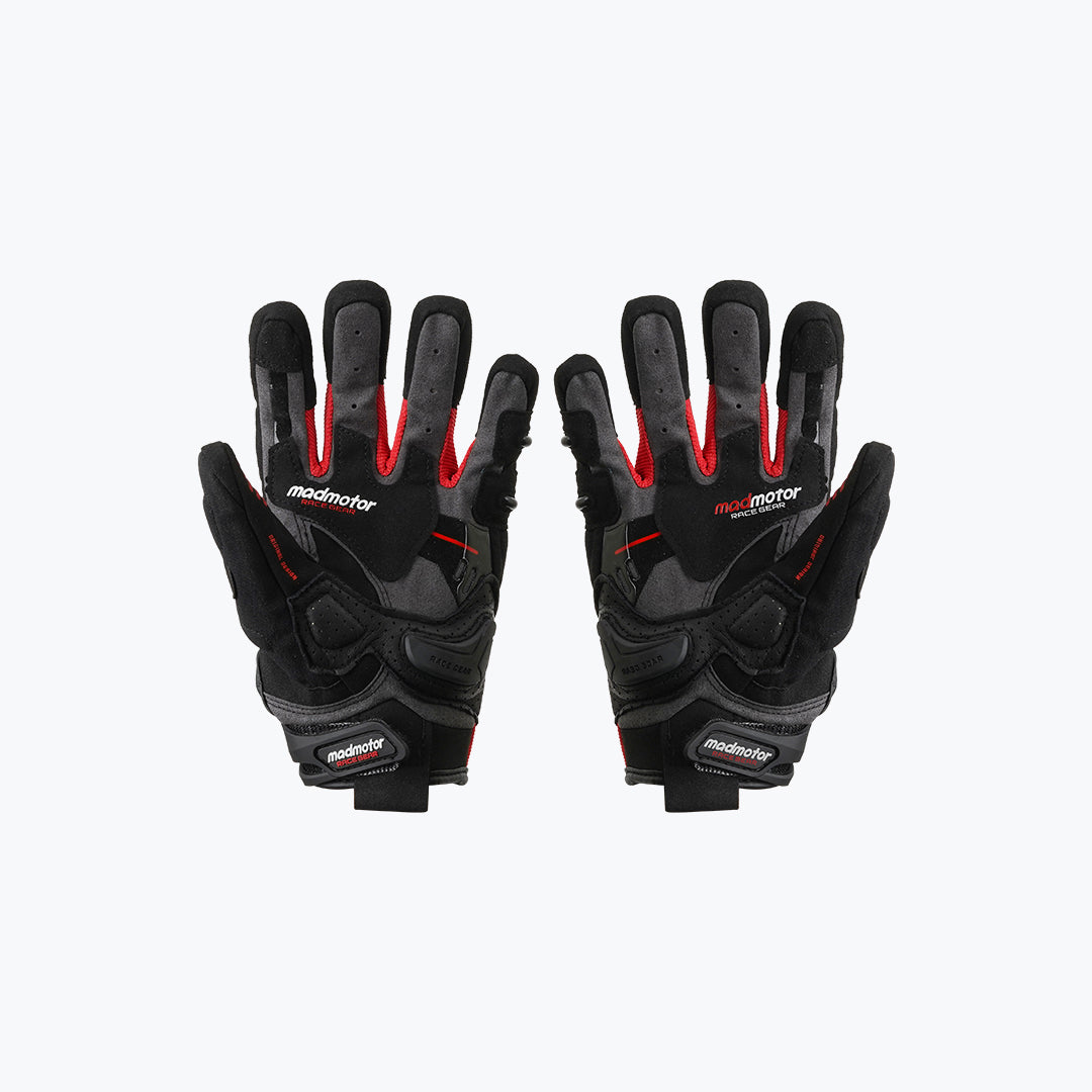 MADMOTOR STAINLESS STEEL SERIES MT-28 GLOVES BLACK RED