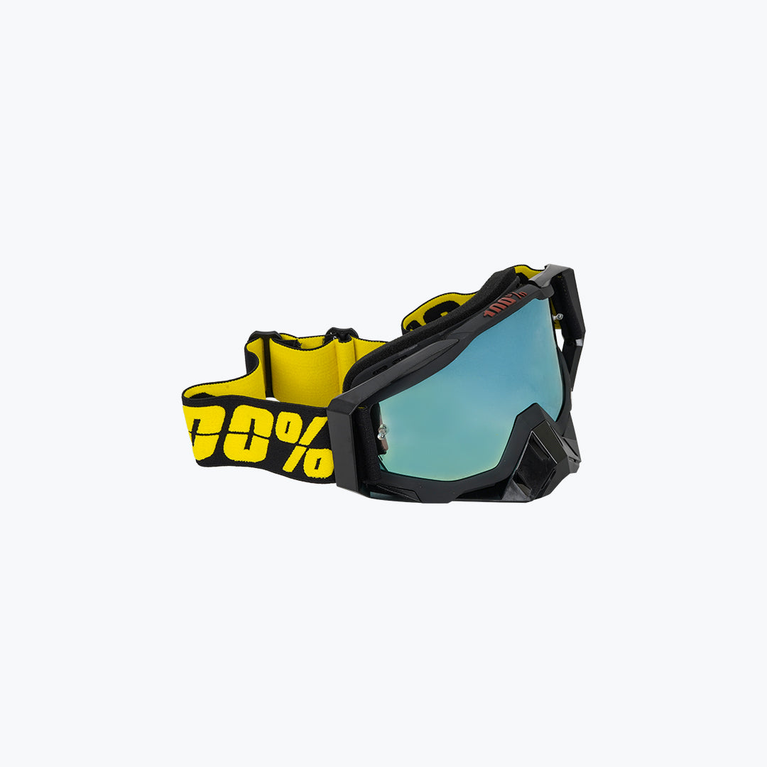 100% GOGGLES BLACK YELLOW BLUE TINT WITH BOX