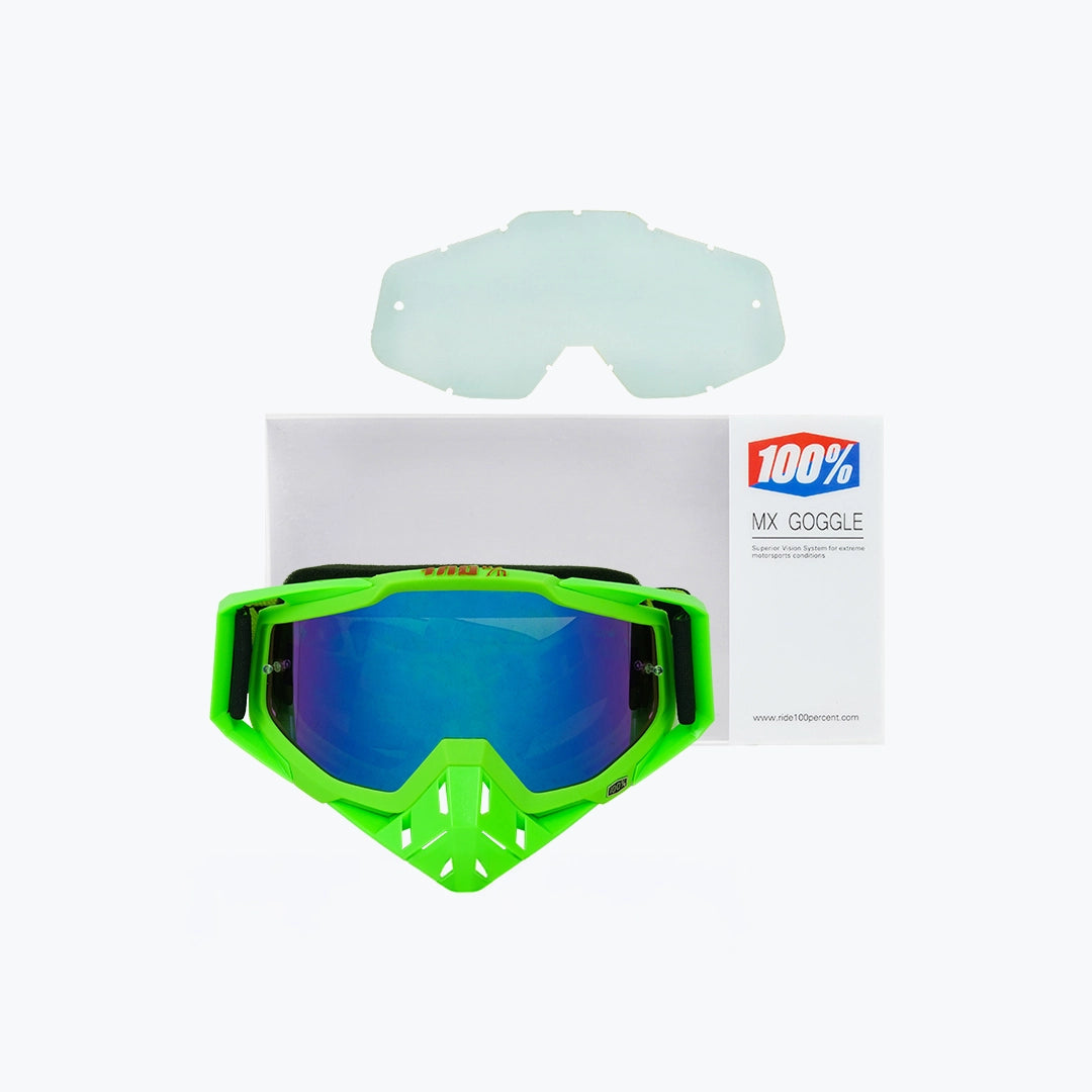 100% GOGGLES GRN.F GRN.N BLUE TINT WITH BOX