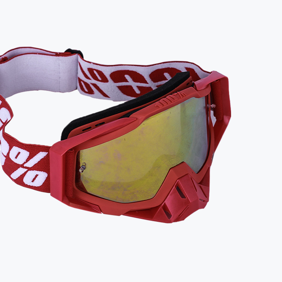 100% GOGGLES RED NOSE & RED FRAME WHITE GOLD TINT WITH BOX | GS