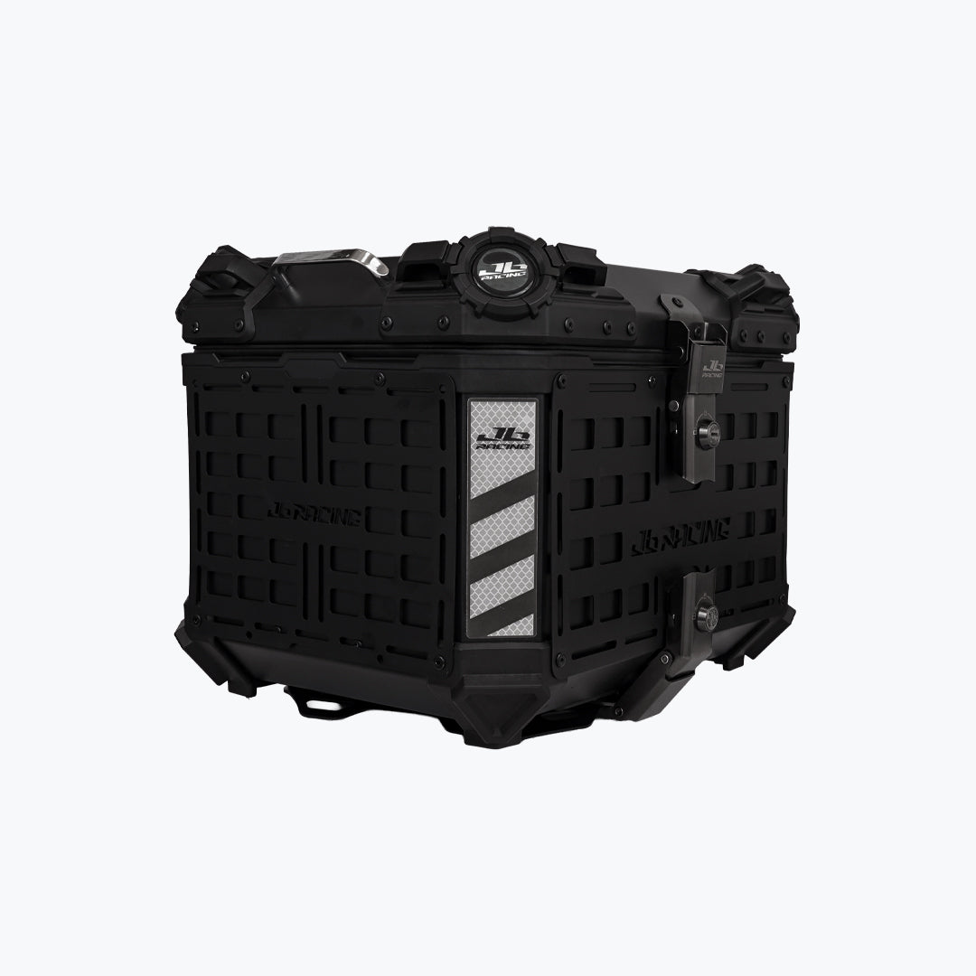 JB RACING TOP CASE 45L BLACK FENCE V1.0 PREMIUM BLACK WITH BACKREST PAD | GS