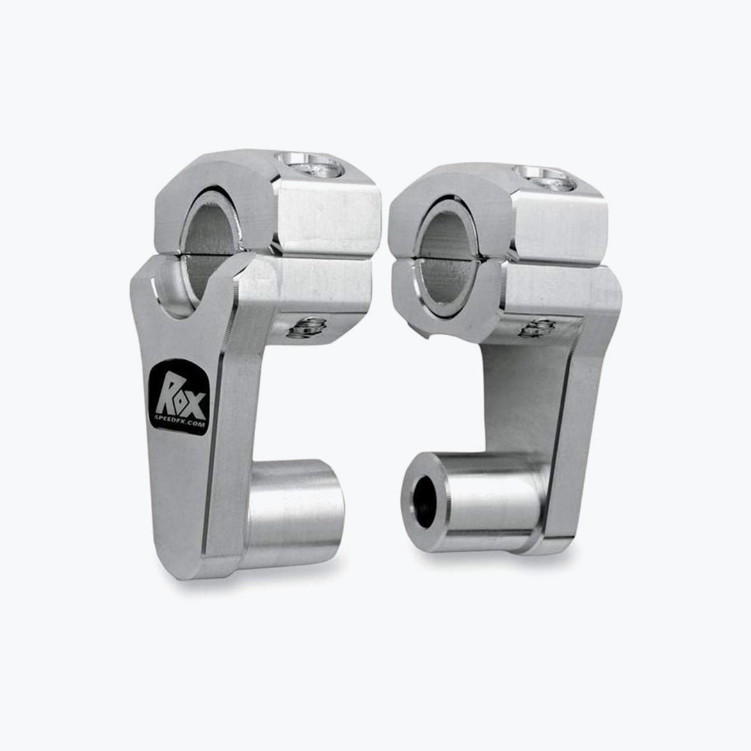 ROX PIVOTING HANDLEBAR RISER 51MM RISE, 22 & 28MM NATURAL ALUMINIUM