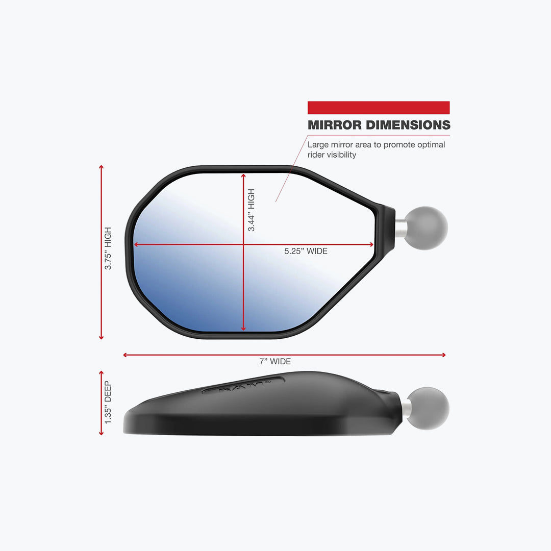 RAM M10-1.25 BASE LONG ARM TOUGH MIRROR KIT
