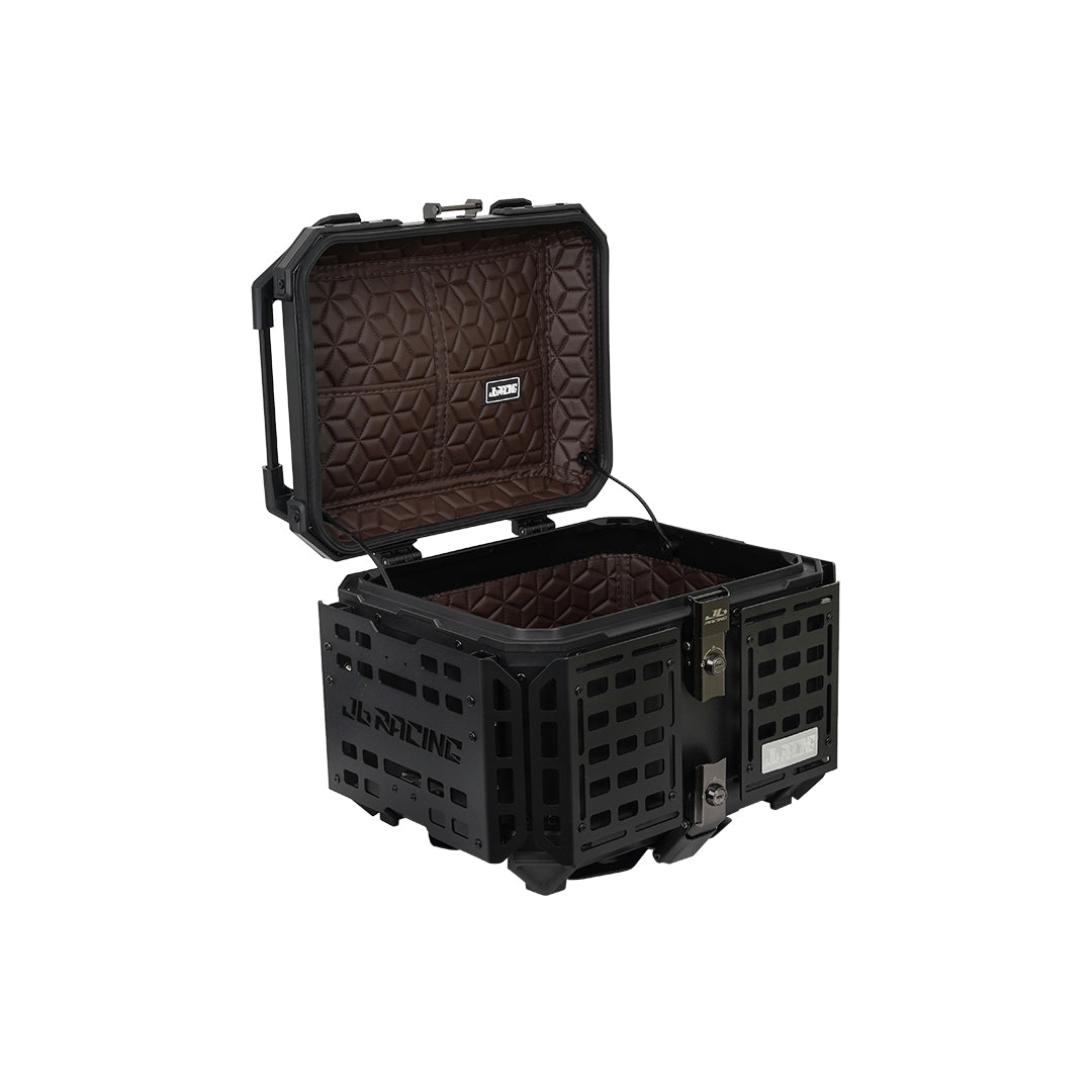 JB RACING Top Case 45L FENCE V2.0 PREMIUM BLACK WITH BACKREST PAD