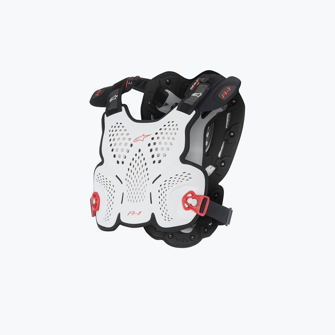 ALPINESTARS A-1 PLUS CHEST PROTECTOR WHITE ANTHRACITE RED - MED/LG