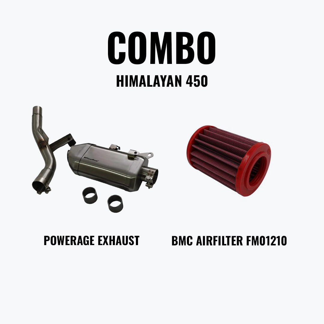 POWERAGE Exhaust Himalayan 450 Brushed Steel + BMC Air Filter