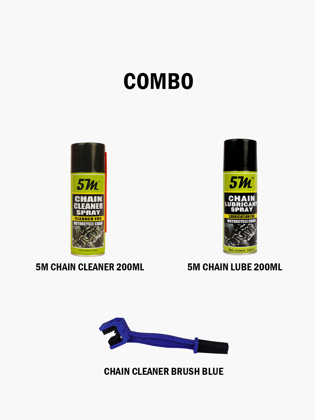 CHAIN CLEANER BRUSH BLUE + 5M CHAIN LUBE + 5M CHAIN CLEANER COMBO