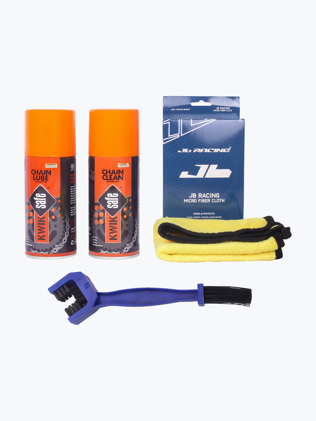 Kwik Safe Chain Lube + Chain Cleaner + Brush + JB Cloth Combo