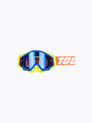 100% Goggles Fluo Green Blue Tint With Box