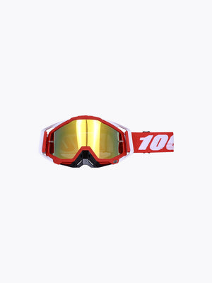 100% Goggles Black Red White Gold Tint With Box