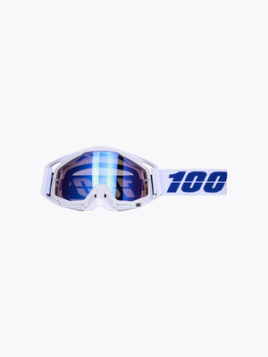 100% Goggles White Blue Tint With Box