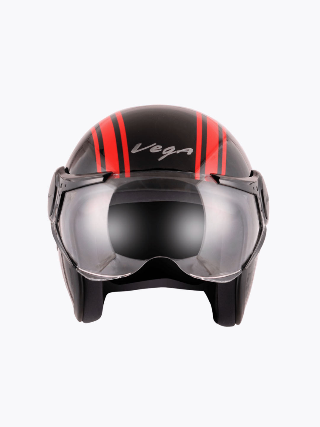 Vega Jet Old School With Visor Gloss Black Red