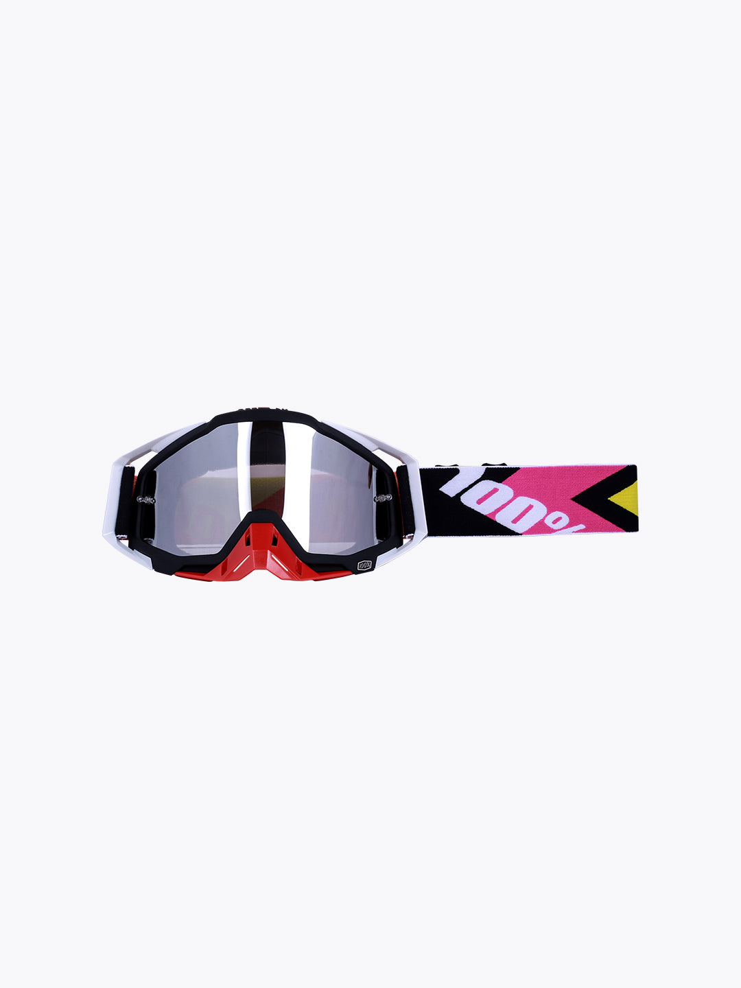 100% Goggles Red Black White Chrome Tint Without Box