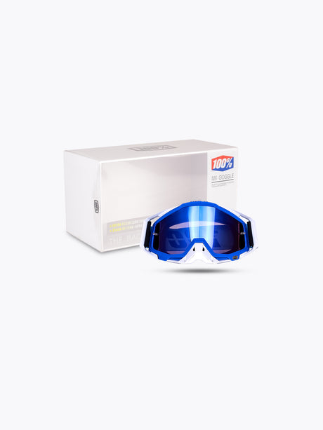 100% Goggles White Blue Tint With Box