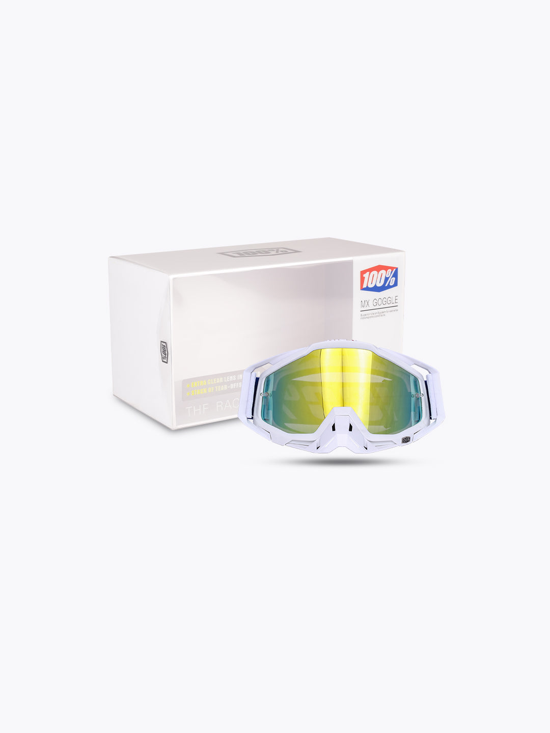 100% Goggles White Yellow Blue Tint With Box