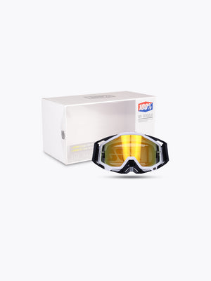 100% Goggles Black White Gold Tint With Box