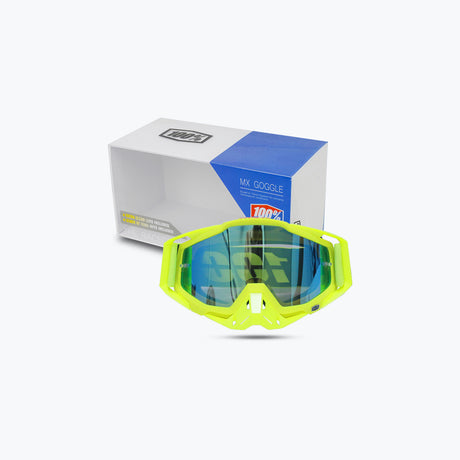 100% GOGGLES YELLOW NOSE GREEN TINT WITH BOX