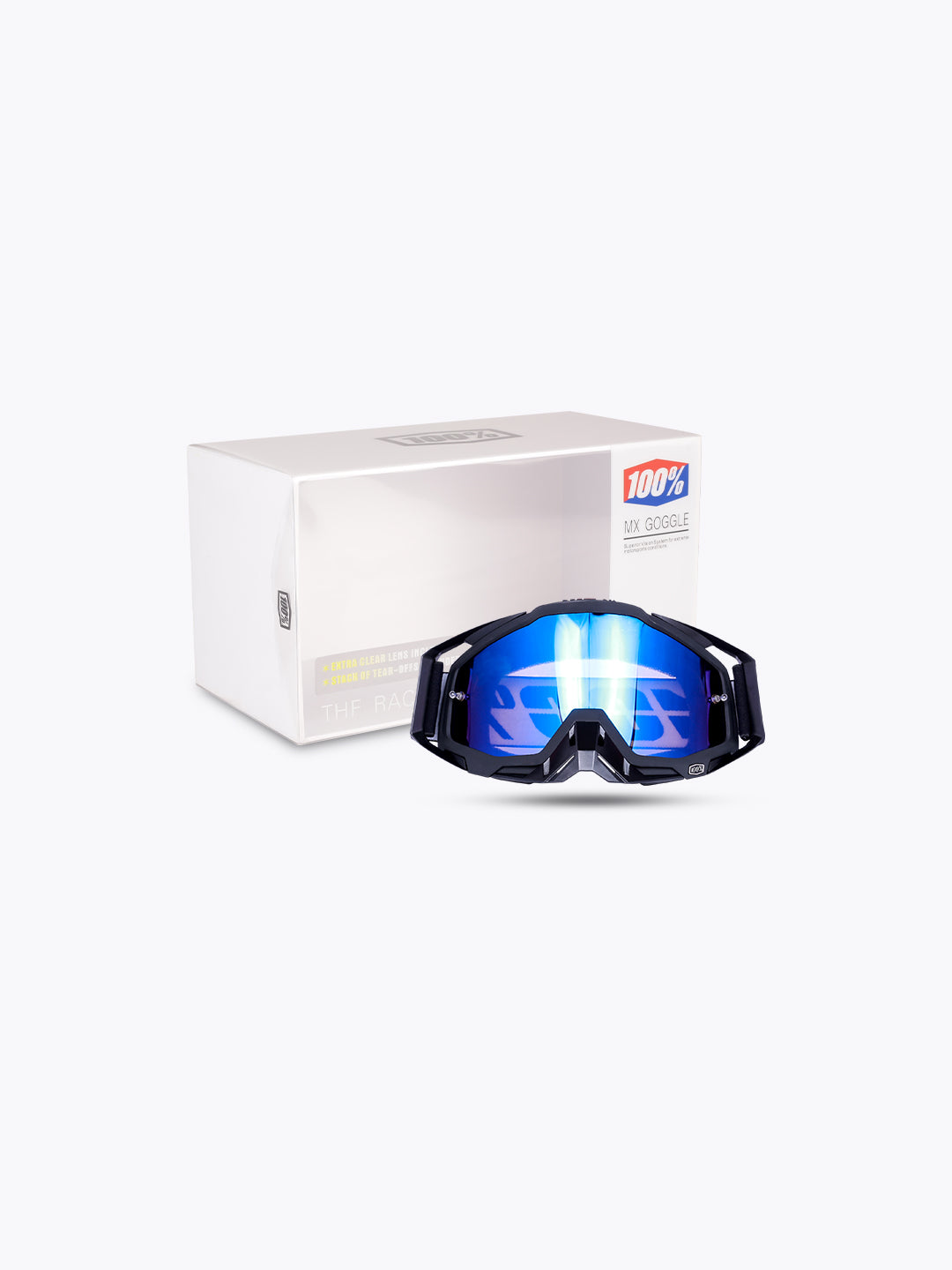 100% Goggles Black Blue Tint With Box