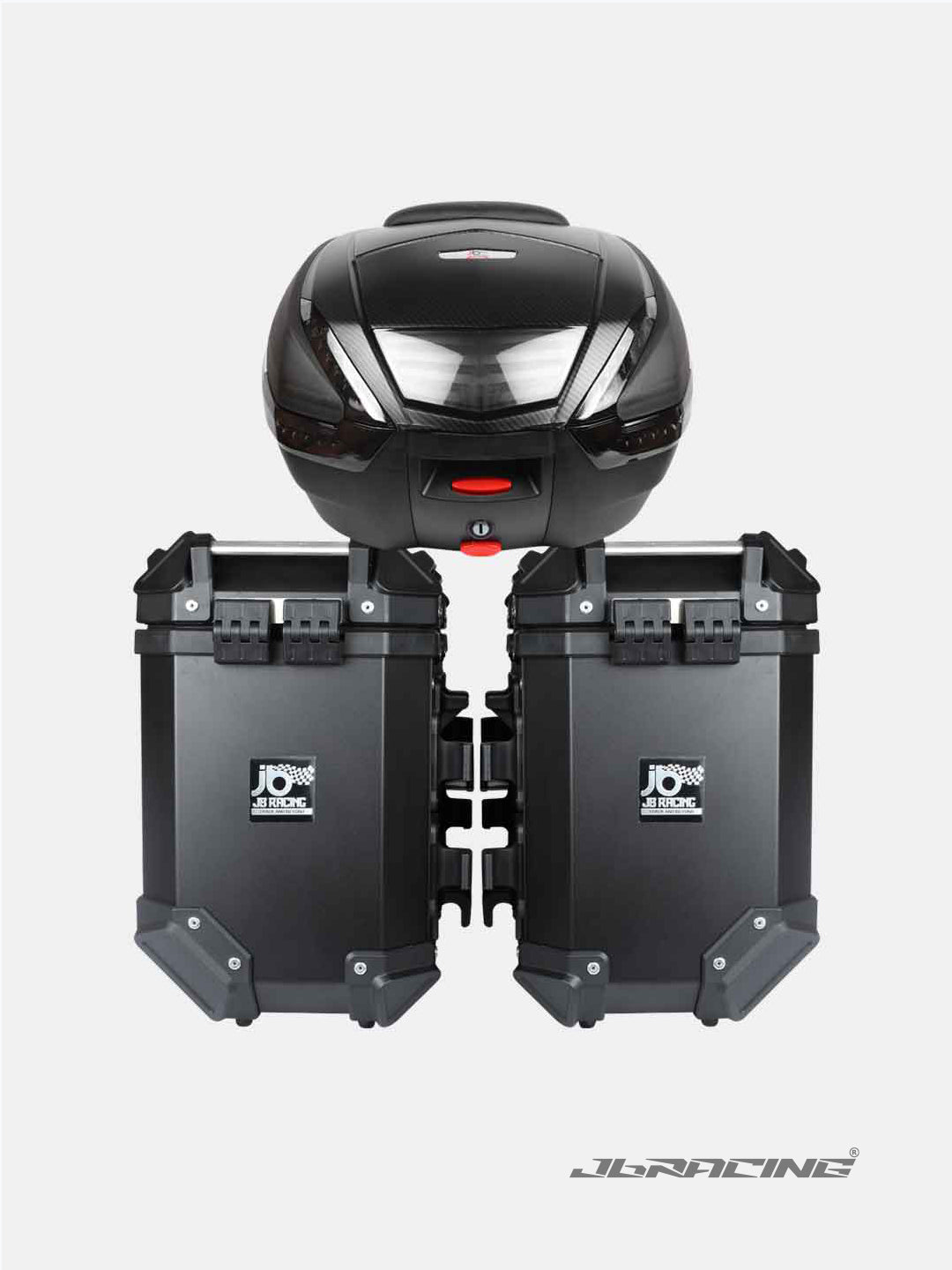 JB Racing Combo Set Of 3 Combo-(ABS Top box E62 38L+Aluminium Side Box 36L)