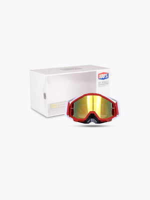 100% Goggles Black Red White Gold Tint With Box