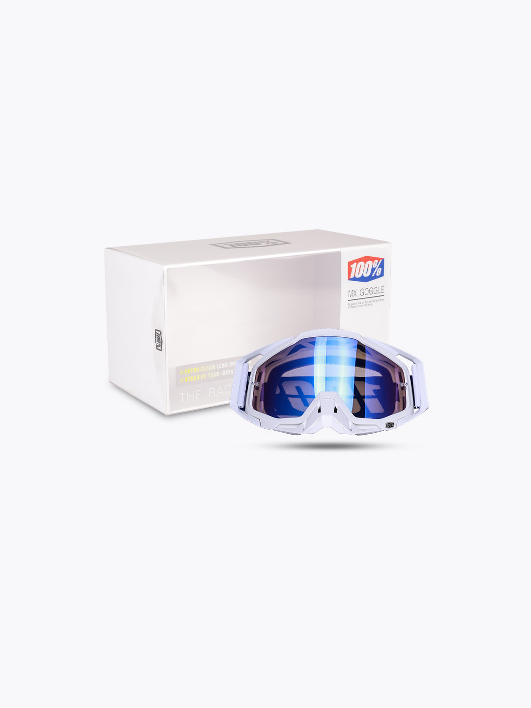 100% Goggles White Blue Tint With Box