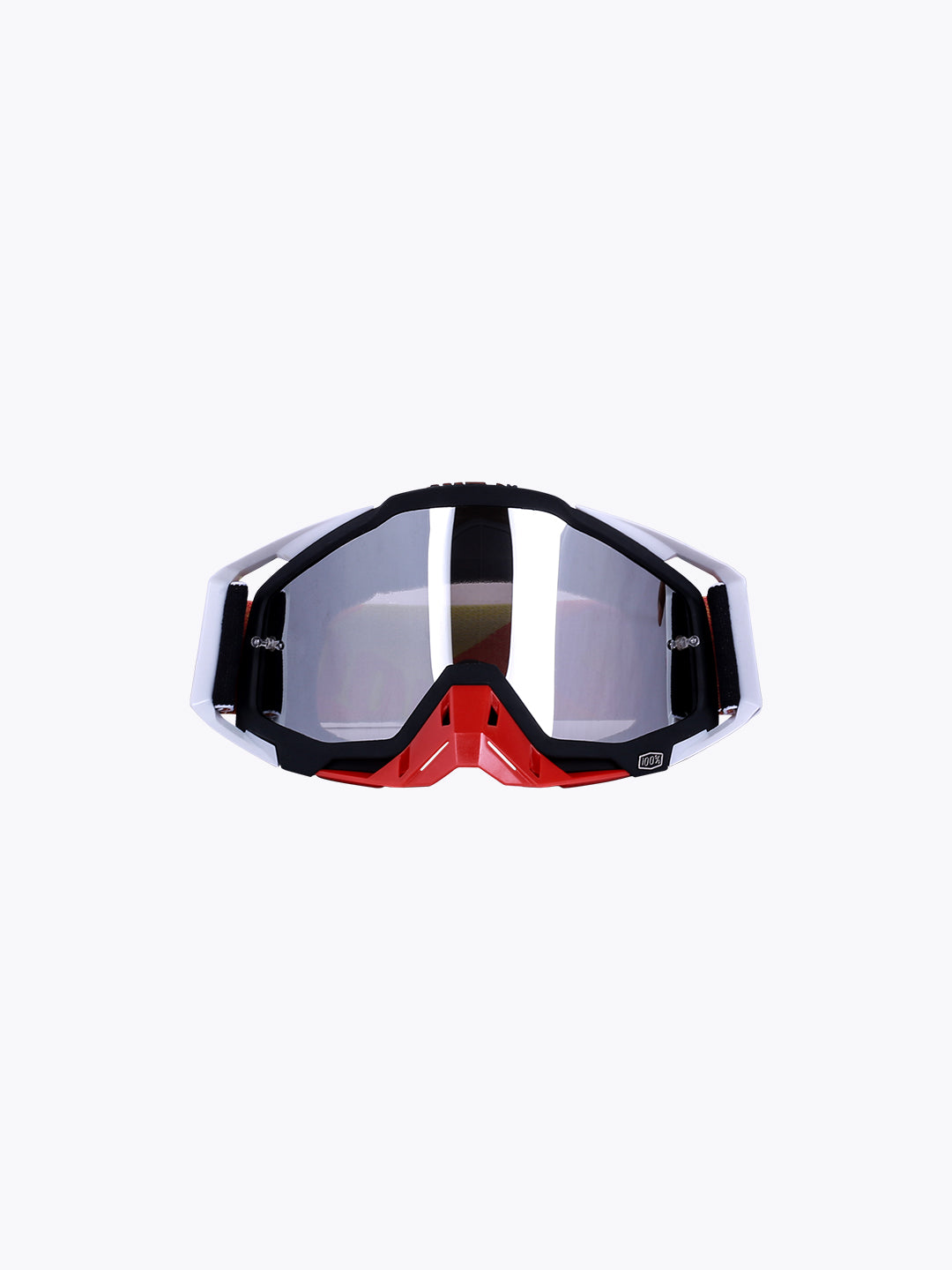 100% Goggles Red Black White Chrome Tint Without Box